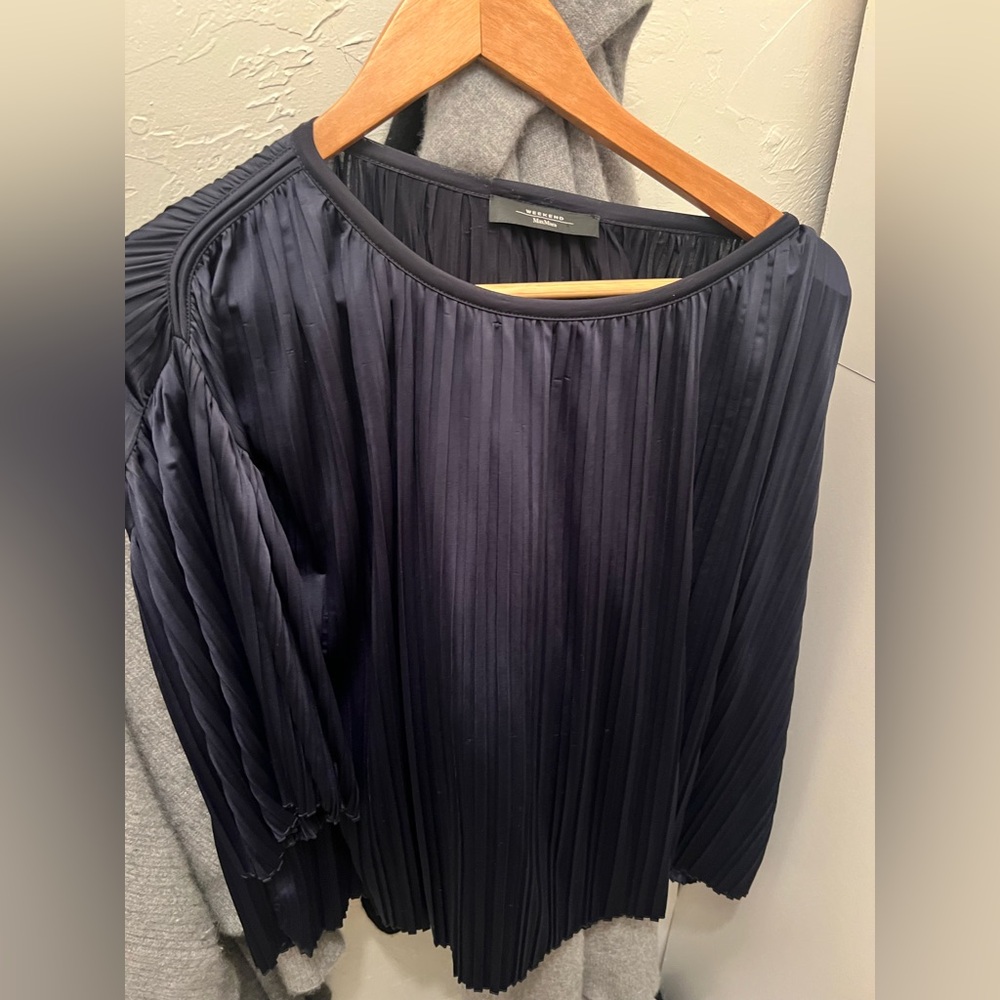 MaxMara Midnight Blue Pleated Top